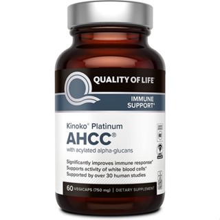 Quality of Life - Kinoko Platinum AHCC 60 capsules Alpha-Glucans เสริมสร้างภูมิคุ้มกัน บำรุงตับ เซลล์เม็ดเลือดขาว