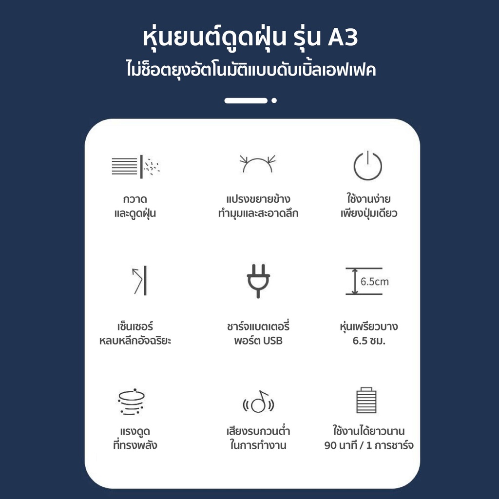 Jallen หุ่นยนต์ดูดฝุ่นอัตโนมัติ Smart Robot เครื่องทำความสะอาดอัจฉริยะ ประหยัดเวลา ใช้งานง่าย รูปที่ 7
