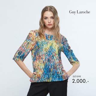 Guy Laroche เสื้อผู้หญิง ลายพิมพ์ The Logo Mania Blouse เสื้อเชิ้ตทรงหลวมแขนยาว (GZ1DYE)