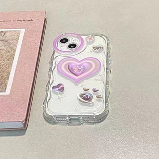 เคสโทรศัพท์มือถือ กันกระแทก ลายหัวใจ สีชมพู สีม่วง เคสไอโฟน สําหรับ Apple Iphone 8Plus XsMax XR 11 12 Pro 13 ProMax น่ารัก สวย ความงาม เคส ไอ โฟน  เคส โทรศัพท์ กรณี  เคส ใส เคสนิ่ม