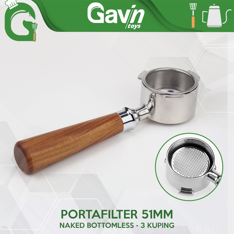 Naked Bottomless Portafilter 51mm 3 Ears Delonghi Porta Filter 51 mm