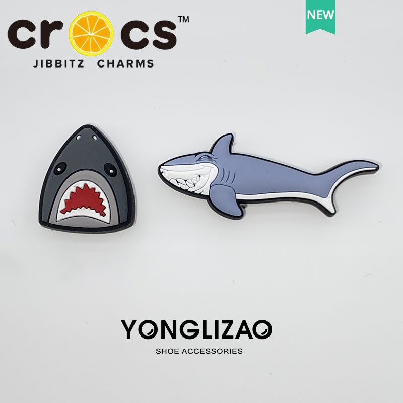 jibbitz crocs charms ตัวติดรองเท้า แท้  Shark Series หัวเข็มขัดตกแต่งรองเท้า ดอกไม้ jibbitz ปุ่มอุปกรณ์เสริมแฟชั่น
