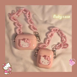 เคสหูฟังบลูทูธไร้สาย ลาย Hello Kitty น่ารัก สีชมพู สําหรับ airpods 1 2 3 pro