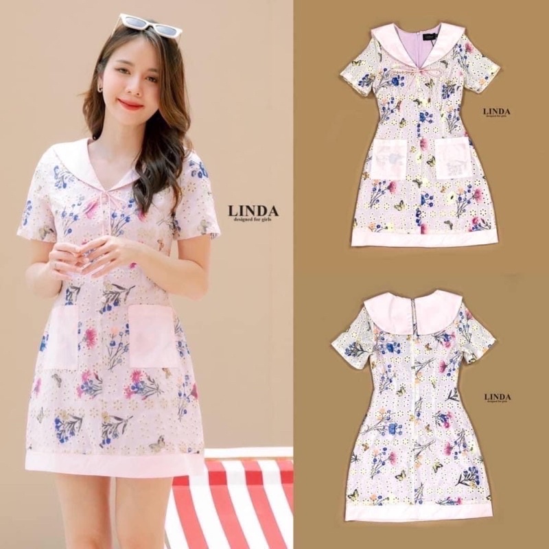 เดรสงานป้ายLindaชมพู