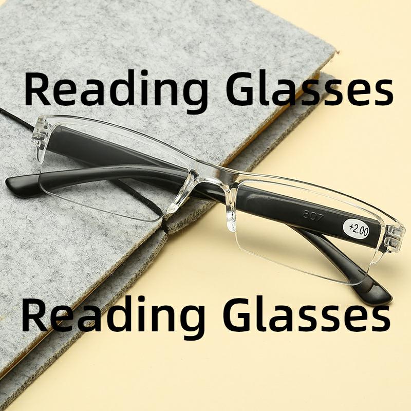 แว่นตาอ่านหนังสือสายตายาว ไร้ขอบ ทรงสี่เหลี่ยม น้ําหนักเบาพิเศษ ค่าสายตา +1.0+1.5+2.0+2.5+3.0+3.5+4.0 แฟชั่นสําหรับผู้หญิง และผู้ชาย