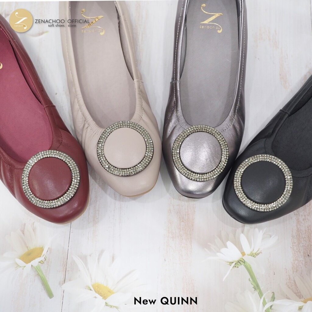 ทรงปกติ:สินค้าลดราคา ไม่รับเปลี่ยน-คืน ทุกกรณึน Zenachoo รุ่น New Quinn สูง 1 นิ้ว รองเท้าหนังแกะแท้ หัวตัด หนังนิ่ม ...
