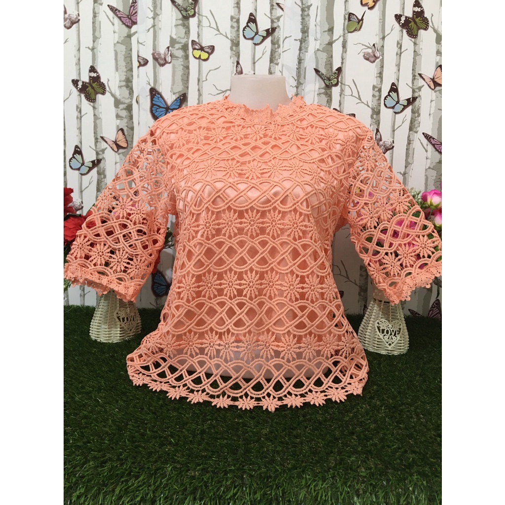 เสื้อลูกไม้สวย อก42 #เสื้อลูกไม้สาวอวบ#ไปวัด ลายดอก รุ่น38115-28115