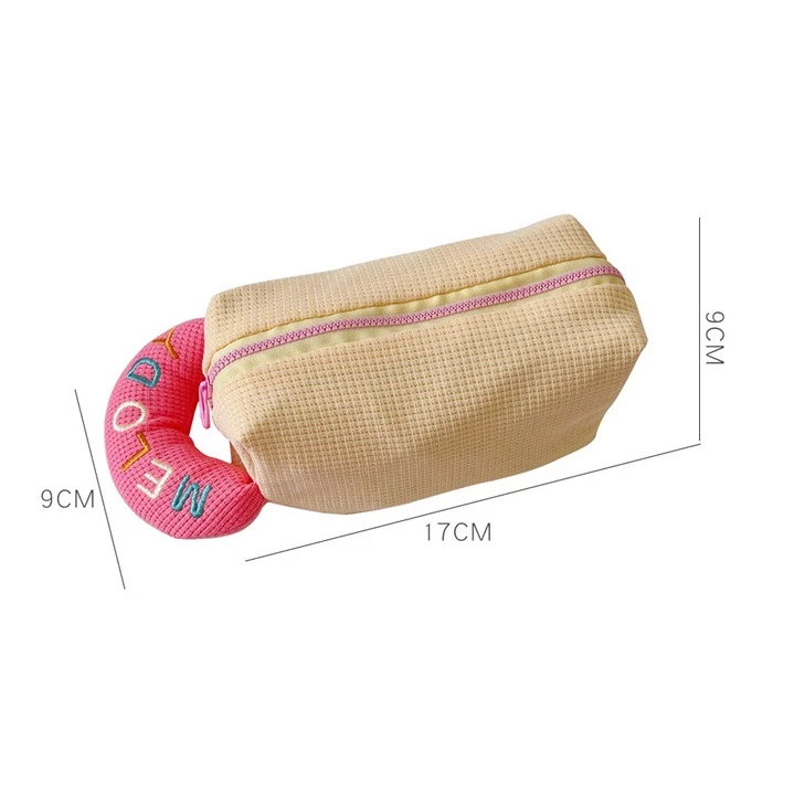 AmBag ✿ กระเป๋า ถุงดินสอ กระเป๋าเครื่องสําอาง แบบพกพา สําหรับเดินทาง ผ้าสักหลาดนิ่ม แฟชั่นสําหรับผู้หญิง สีแคนดี้ thumbnail 10