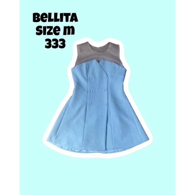 เดรสทรงสูทสีฟ้า แต่ผ้าซีทรูช่วงอก ป้าย bellita size m