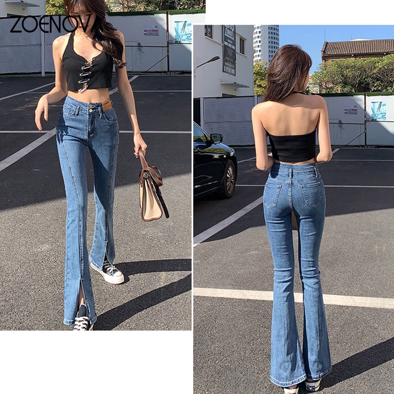 BZOENOVA Woman Jeans Flare  Low Waist Slim High Elastic Jeans For Women Pants 2022 Korean Fashion Boyfriend Denim Pant T #2