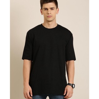 Mens Black Oversized T-shirt Tee Tee เสื้อวินเทจชาย เสื้อยืดสีขาวผู้ชาย