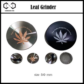 ที่บด ขนาด 50 มม 4 ชั้น Leaf Metal Grinder เครื่องบด ที่บดพกพา ที่บด Leaf Grinder Silver / Black Chorme