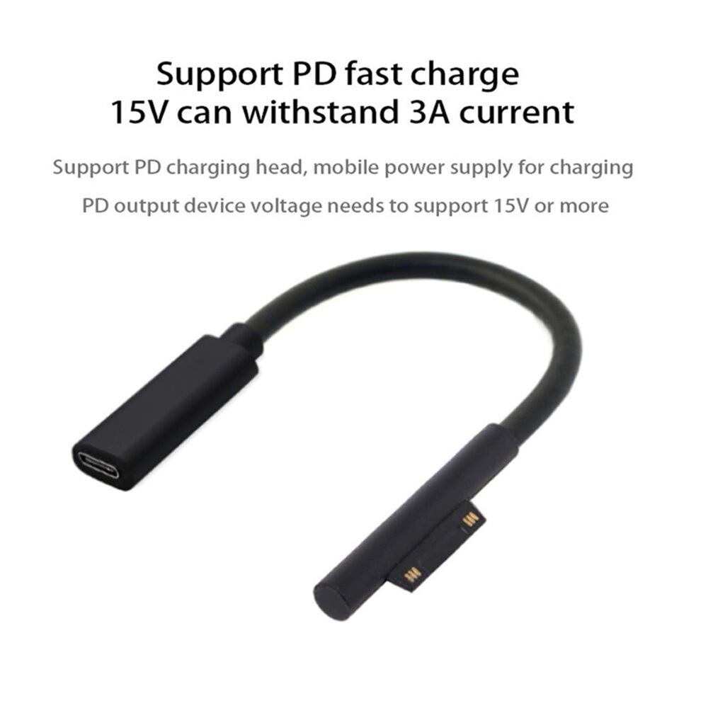 15V 3A USB Type-C แหล่งจ่ายไฟสําหรับ Microsoft Surface Pro 3 4 5 6 Go PD อะแดปเตอร์ชาร์จสาย DC Fast 