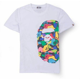 ♧▧㍿New Summer Bape เสื้อเชิ้ตแขนสั้น Shark Head เสื้อยืดคอกลมแขนสั้นพิมพ์ลายการ์ตูน