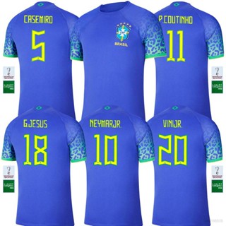 เสื้อกีฬาแขนสั้น ลายทีมชาติฟุตบอล Brazil Away Casemiro Jesus Neymar ViniJR 22-23 ชุดเยือน สําหรับผู้ชาย และผู้หญิง