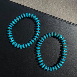 กำไลหินแท้ เทอควอยซ์ ธรรมชาติจากฑิเบต และ เฮมาไทต์ (Turquoise from Tibet with Hematite) 🦋✴