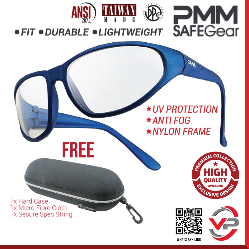 SAFEGEAR SGO1 ANTI FOG SAFETY GLASSES SPEC SAFETY ANSI Z87 ASIAN FIT 100% UV SPORTS WRAP DESIGN CERM