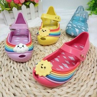 Mini Melissa ใหม่ รองเท้าแตะ Pvc กันฝน ลายการ์ตูนน่ารัก สีรุ้ง สําหรับเด็กผู้หญิง 14-19 ซม.