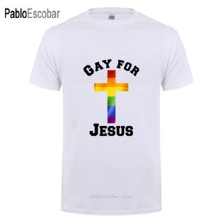 เสื้อยืดผ้าฝ้ายพิมพ์ลายขายดี เสื้อยืด พิมพ์ลาย Gay For Jesus สไตล์เรโทร สําหรับผู้ชาย