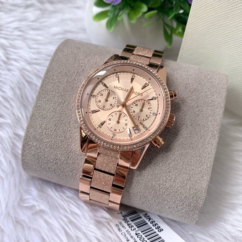 [[พร้อมส่ง📦แท้💯%]] Michael Kors MK6598 Ritz Rose Gold Dial Stainless Steel Women's Watch
