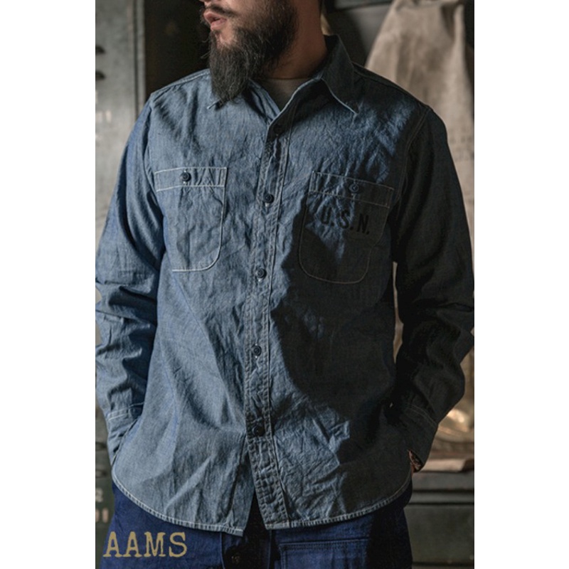 เสื้อเชิ้ตแขนยาว USN Selvedge Chambray Work Shirt