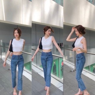 กางเกงยีนส์ทรงขาม้าเอวสูงเนื้อผ้ายืดเก็บทรงเป๊ะเว่อร์S-XL