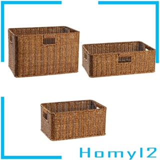 [HOMYL2] Pp ตะกร้าหวายแฮนด์เมด ทรงสี่เหลี่ยมผืนผ้า ขนาด 38x26x13 ซม. 38x26x13 ซม.