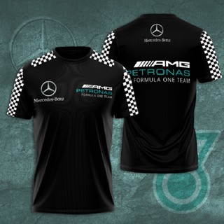 เสื้อยืดแขนสั้นลําลอง พิมพ์ลาย Mercedes AMG Petronas F1 Team Checkered 3 มิติ โอเวอร์ไซซ์ แฟชั่นฤดูร้อน สําหรับผู้ชาย และผู้หญิง 5354353