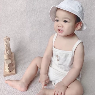 Babyonline(Y420)C1 (ส่งด่วน1วัน)ชุดเซ็ตเสื้อสายเดี่ยวกางเกงขาสั้นทรงสามเหลี่ยม สำหรับเด็กหญิงและชาย ผ้าฝ้าย100%