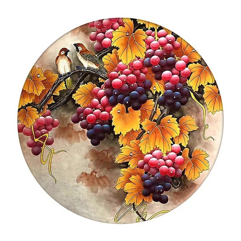 🟪💎ครอสติสคริสตัล Diamond painting ชุดอุปกรณ์ เม็ดเหลี่ยม ติดเต็มแผ่น 50x50 cm ผลไม้ ห้องครัว ห้องรับ