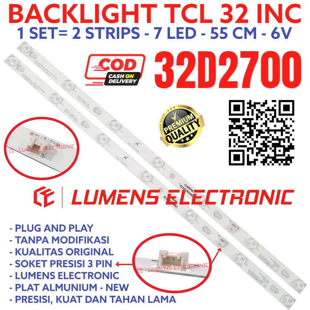 TCL LED TV BACKLIGHT 32 INC 32D2700 BL ไฟ 32D 2700 7K 6V 7LED 32IN 32IN 32INCH 7 ปุ่ม 6 VOLT TCL ไฟ