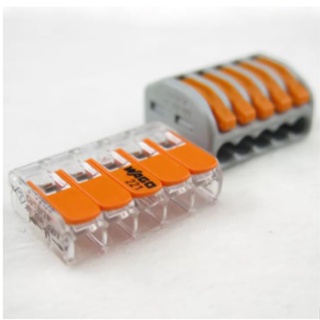 อมสายไฟ แบบ 5 ช่องเชื่อมต่อ - สีส้ม (ไม่จำเป็น 10ชิ้น/1กล่อง ) Terminal connecter 221-415