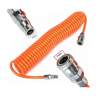 สายลม แบบสปริง PU AIR HOSE ขนาด 5x8 mm. 12 เมตร (สีส้ม)