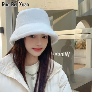 RUO BEI XUAN หมวกชาวประมงผู้หญิงเวอร์ชั่นเกาหลีสีทึบอบอุ่นเส้นรอบวงศีรษะขนาดใหญ่หมวกชาวประมง