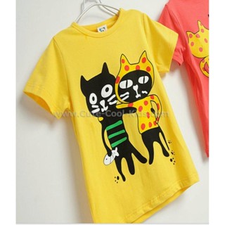 TSB-747 เสื้อยืดเด็กผู้ชาย ลายแมว tsb-SIZE-100