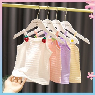 1-4-year-old baby girl cute little flower sling baby girl Summer new 3 girls super soft bubble cotton vest top