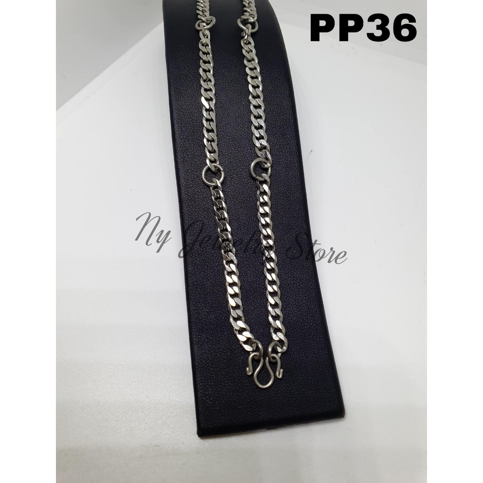 PP36สร้อยคอสแตนเลสลายโซ่แบน 5 ห่วง 4.5 มิล