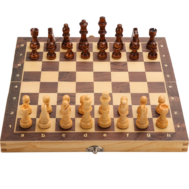 Wooden Chess Set 24-39 cm Folding Magnetic Larg Chessboard Puzzle Game With 34 Solid Wood Chess Pieces Travel Board Game