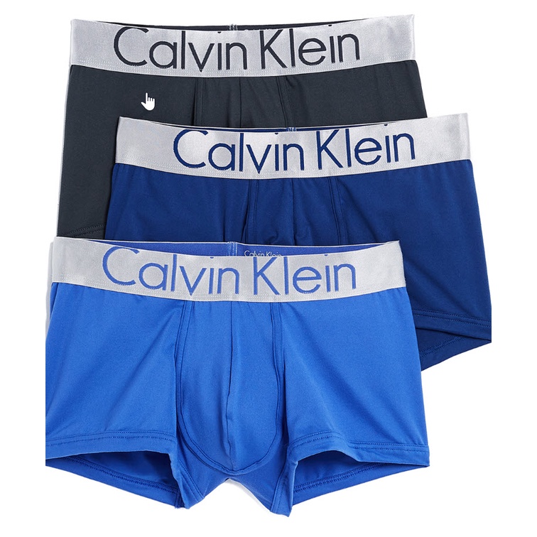 กางเกงในชาย Calvin Klein Trunk Microfiber ไซส์ L (36-38) แพ็ค 3 ตัว สีกรม น้ำเงิน ฟ้า ของแท้