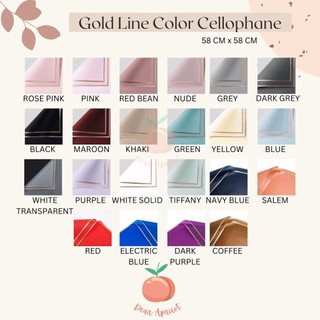 [5 LEMBAR] FLOWER WRAPPING GOLD LINE COLOR (ECER) TRANSPARENT CELLOPHANE KERTAS BUKET BUNGA HAND BOUQUET