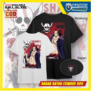 [COD]เสื้อยืดผ้าฝ้าย พิมพ์ลายการ์ตูนวันพีซ AKAGAMI NO SHANKS COMBED30SS-5XL