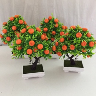 【AG】23 Fruits Artificial Orange Tree Decorative Non-fading Plastic Fake Simulation Plant Pot Bonsai for Daily Life