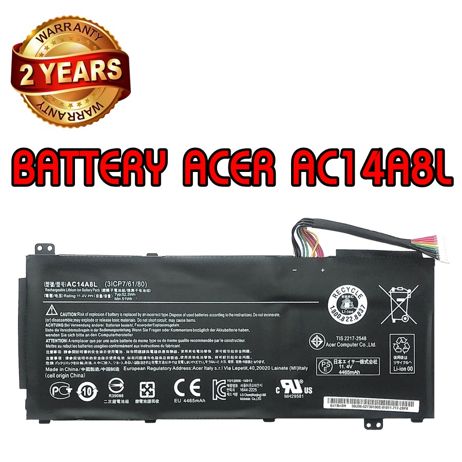 รับประกัน 2 ปี BATTERY ACER AC14A8L แบตเตอรี่ เอเซอร์ Aspire V17 NITRO vx5-591G VN7-792G AC15B7L แท้