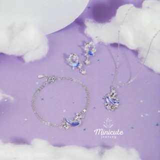 ส่งฟรี 🌈 Minicutejewelry สร้อยคอเงินแท้ 925 คอลเลคชั่น Amethyst พระจันทร์สีม่วง สร้อยคอ สร้อยข้อมืออีก ต่างหู เงินแท้