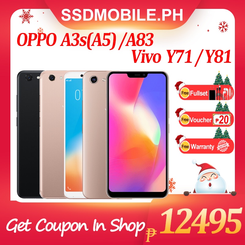 Oppo A3s (A5)/ A83 / Vivo Y71 / Vivo Y81 โทรศัพท์มือถือ 95% ใหม่สมาร์ทโฟนมือสองสาย android ssdmobile