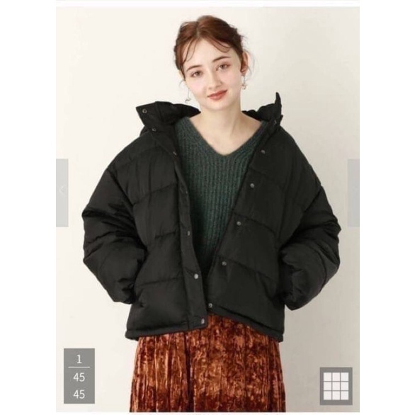 Earth music&ecology puffer coat เสื้อคลุมสีดำ