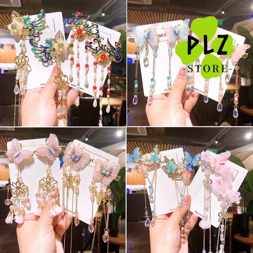 ใหม่เด็กโบราณ Hanfu Hairpin Headdress Step Shakeโบราณผีเสื้อ Hairpin พู่ Super Fairy คลิปริบบิ้นขอบคลิป