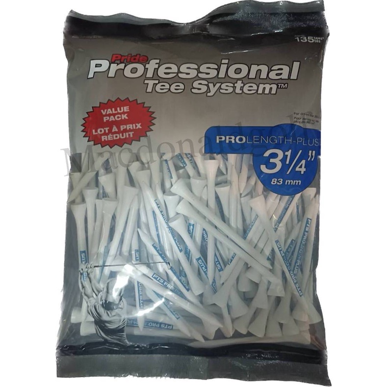Tees Pride Professional Tee System Wood Golf Tee 3 1/4 -135 count (ที่ตั้งลูกกอล์ฟ 135 ชิ้น)