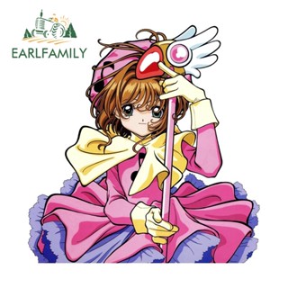 Earlfamily สติกเกอร์ไวนิล ลายอนิเมะ Card Captor SAKURA KINOMOTO SAKURA ขนาด 13 ซม. x 12.7 ซม. สําหรับติดตกแต่งรถยนต์