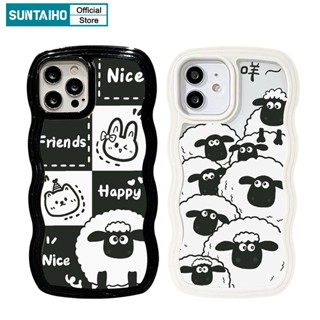 Suntaiho INS เคสโทรศัพท์มือถือ TPU นิ่ม แบบใส กันกระแทก ลายแกะ Baa Baa Sheep น่ารัก สไตล์เกาหลี สําหรับ iPhone 14 Pro 13 Pro Max 13 Pro XR XS Max